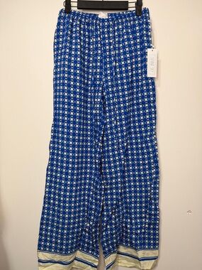 Sienna Sky Royal Blue Geometric Wide-Leg Pants size L